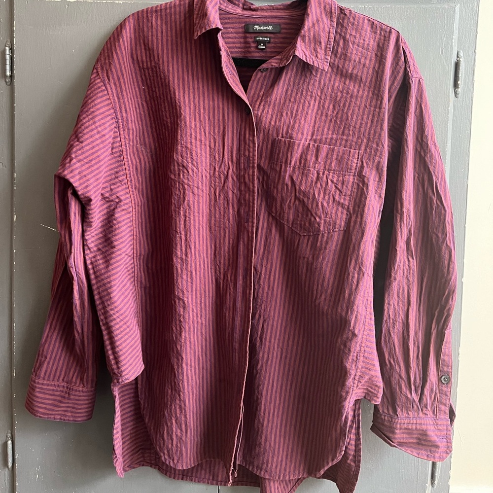 Madewell oversized side panel Dolman button up shirt